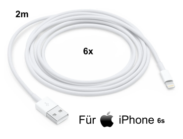 6x iPhone 6s Lightning auf USB Kabel 2m Ladekabel